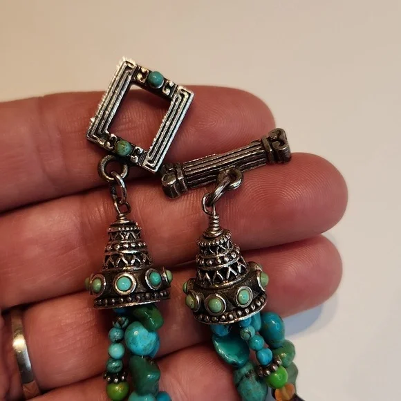 Vintage Sterling Silver and Turquoise Cross Necklace
